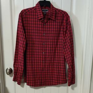 Club Room Red and Black Plaid Button-Down Shirt